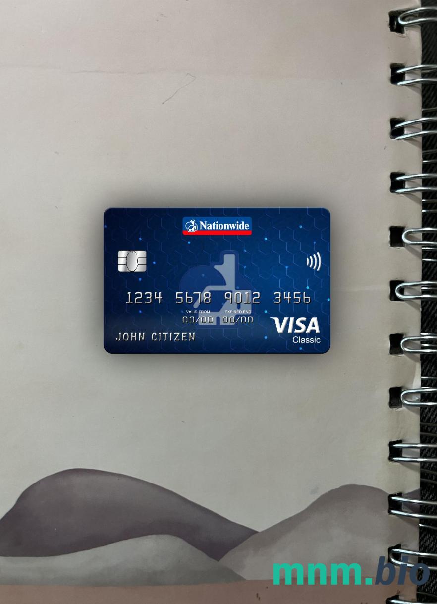 United Kingdom Nationwide bank visa classic card wygląd fotograficzny skan PSD + zdjęcie